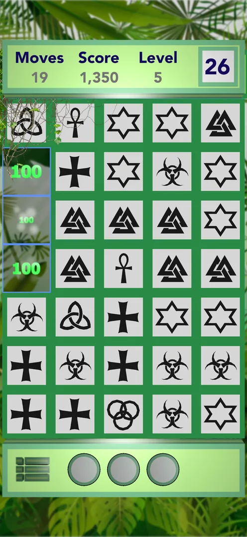 A Jungle level: a board full of symbol bricks