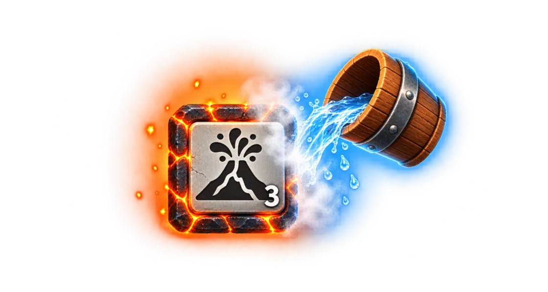 An ember brick and the water bucket